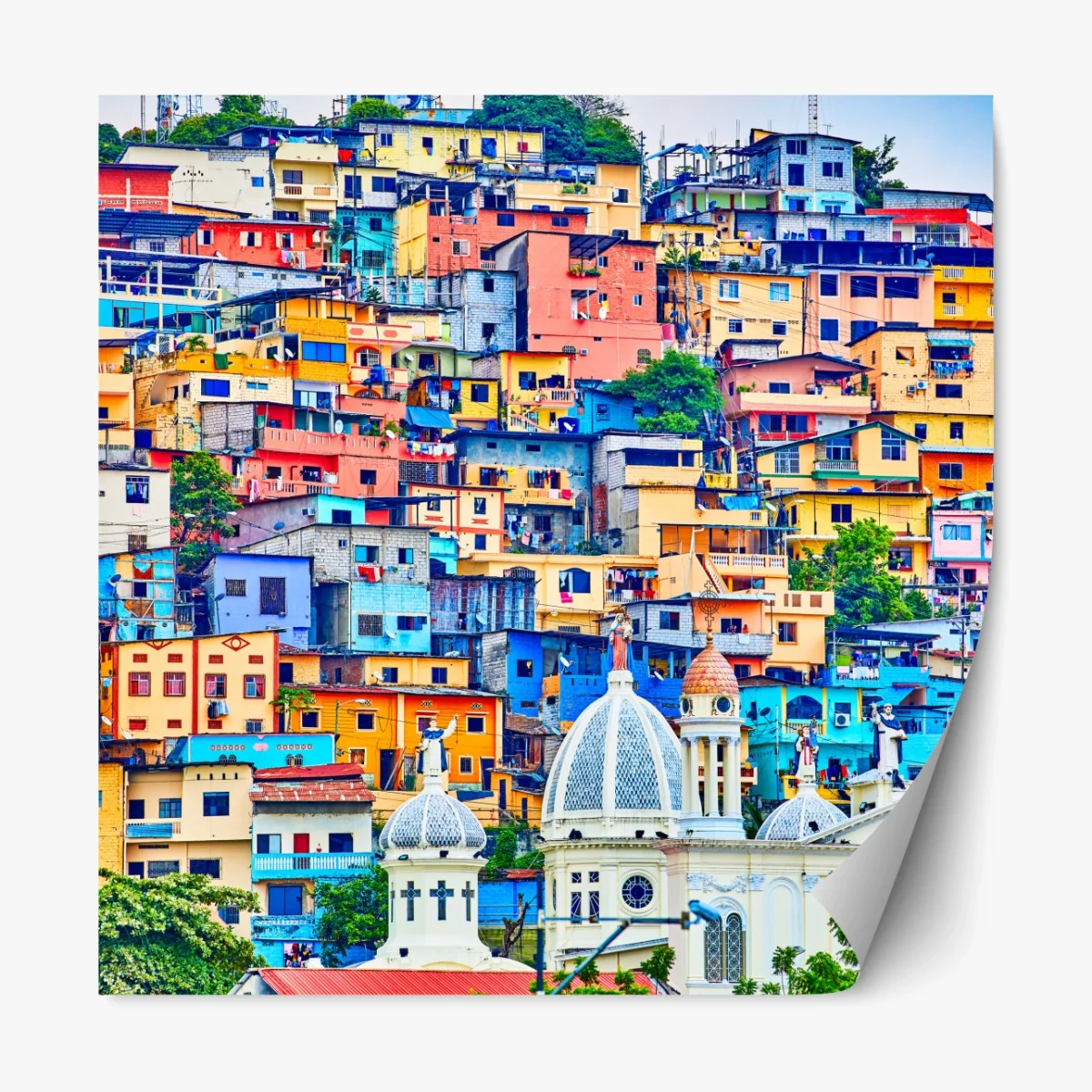 Repositionierbarer Aufkleber bunte häuser von Las Peñas am Santa Ana hügel, Guayaquil – Wallnifity® Repositionierbarer Aufkleber bunte häuser von Las Peñas am Santa Ana hügel, Guayaquil – Wallnifity®