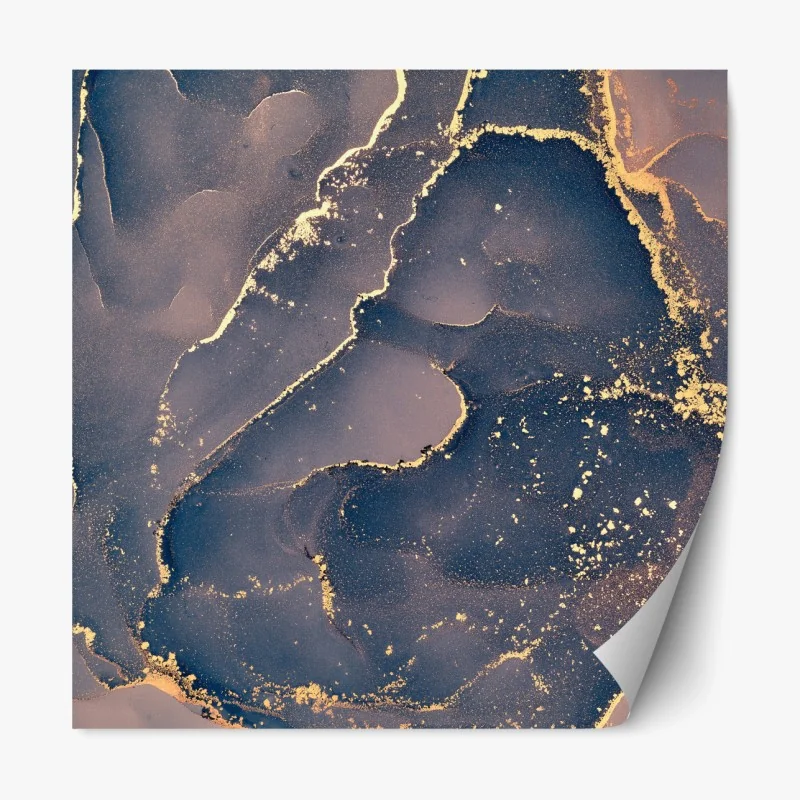Repositionierbarer Aufkleber marineblau-goldene marmorabstraktion