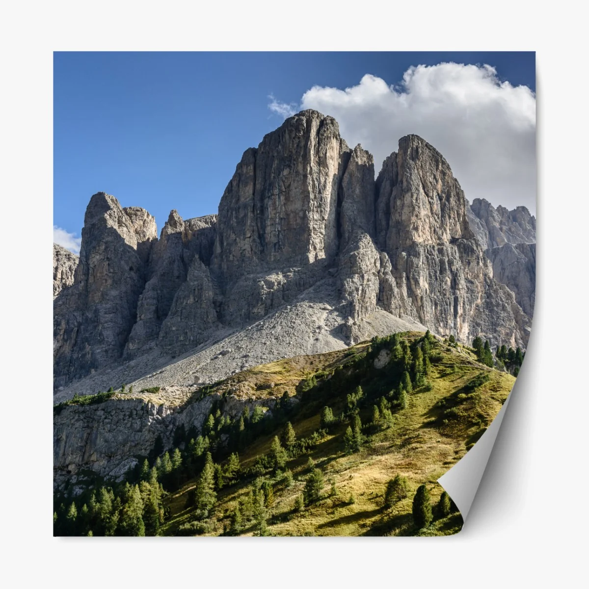 Repositionierbarer Aufkleber majestätische gipfel über grünen hügeln – Wallnifity® Repositionierbarer Aufkleber majestätische gipfel über grünen hügeln – Wallnifity®