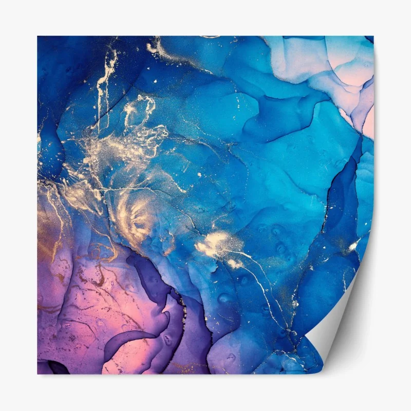 Repositionierbarer Aufkleber blaue marmorierte alkoholtinten abstraktion