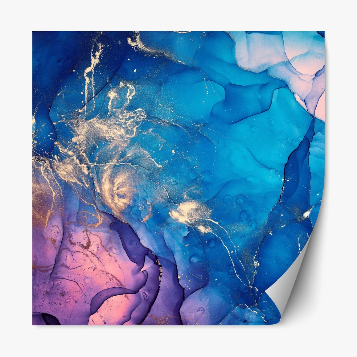 Repositionierbarer Aufkleber blaue marmorierte alkoholtinten abstraktion – Wallnifity® Repositionierbarer Aufkleber blaue marmorierte alkoholtinten abstraktion – Wallnifity®