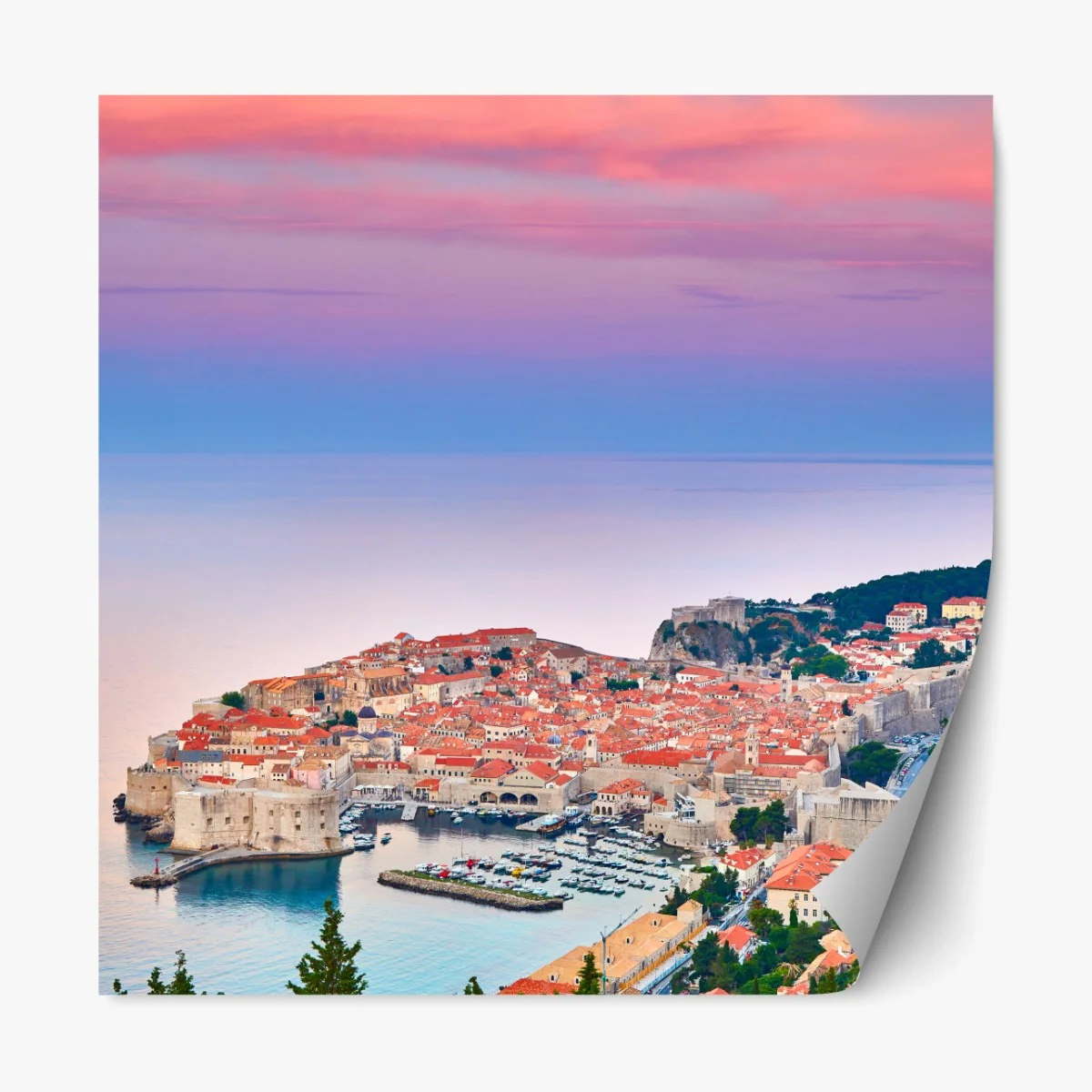 Repositionierbarer Aufkleber Dubrovnik altstadt bei sonnenuntergang – Wallnifity®