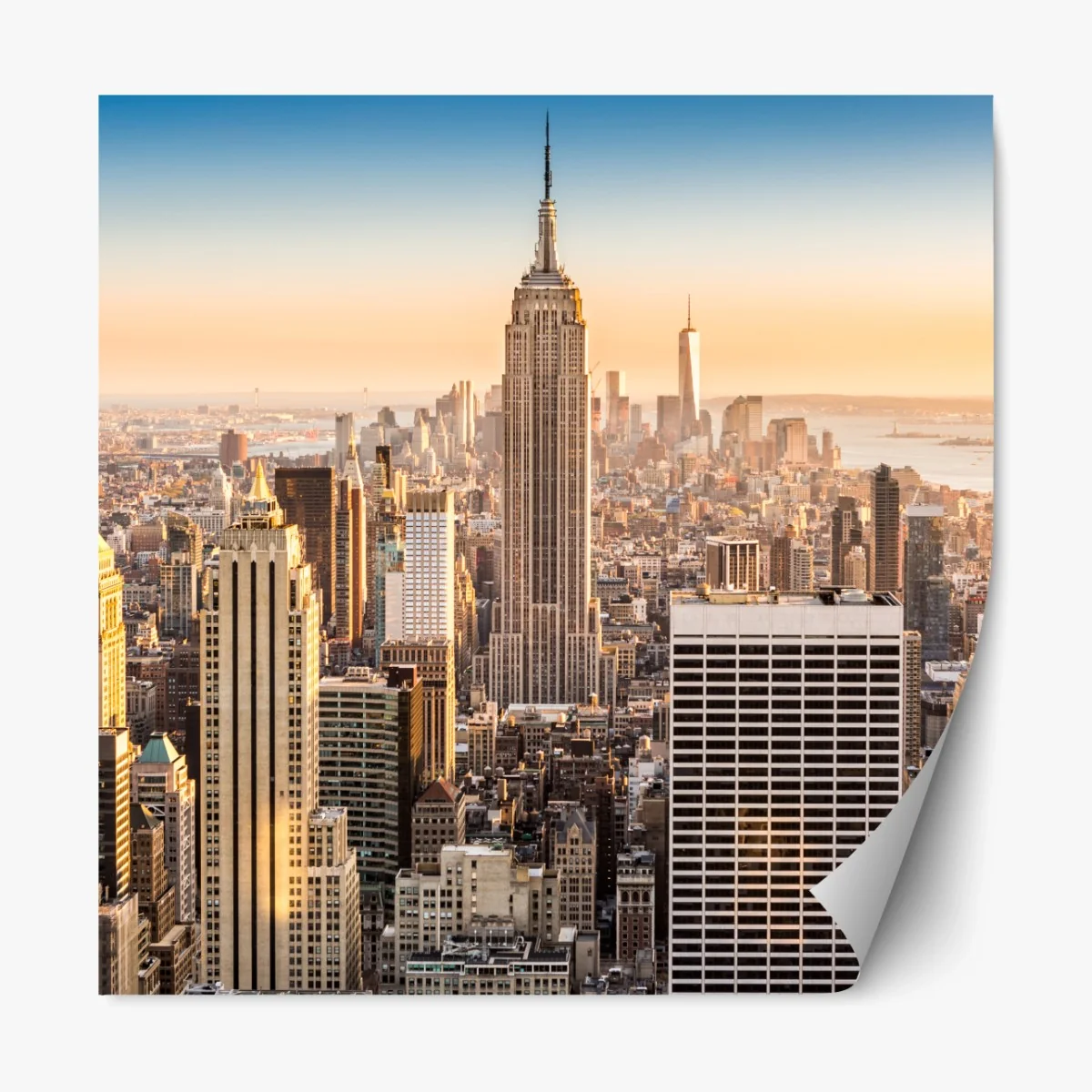 Repositionierbarer Aufkleber New York skyline bei goldenem licht – Wallnifity® Repositionierbarer Aufkleber New York skyline bei goldenem licht – Wallnifity®