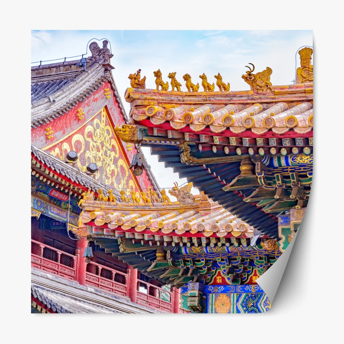 Repositionierbarer Aufkleber verziertes dach des Lama Temple, Beijing – Wallnifity®
