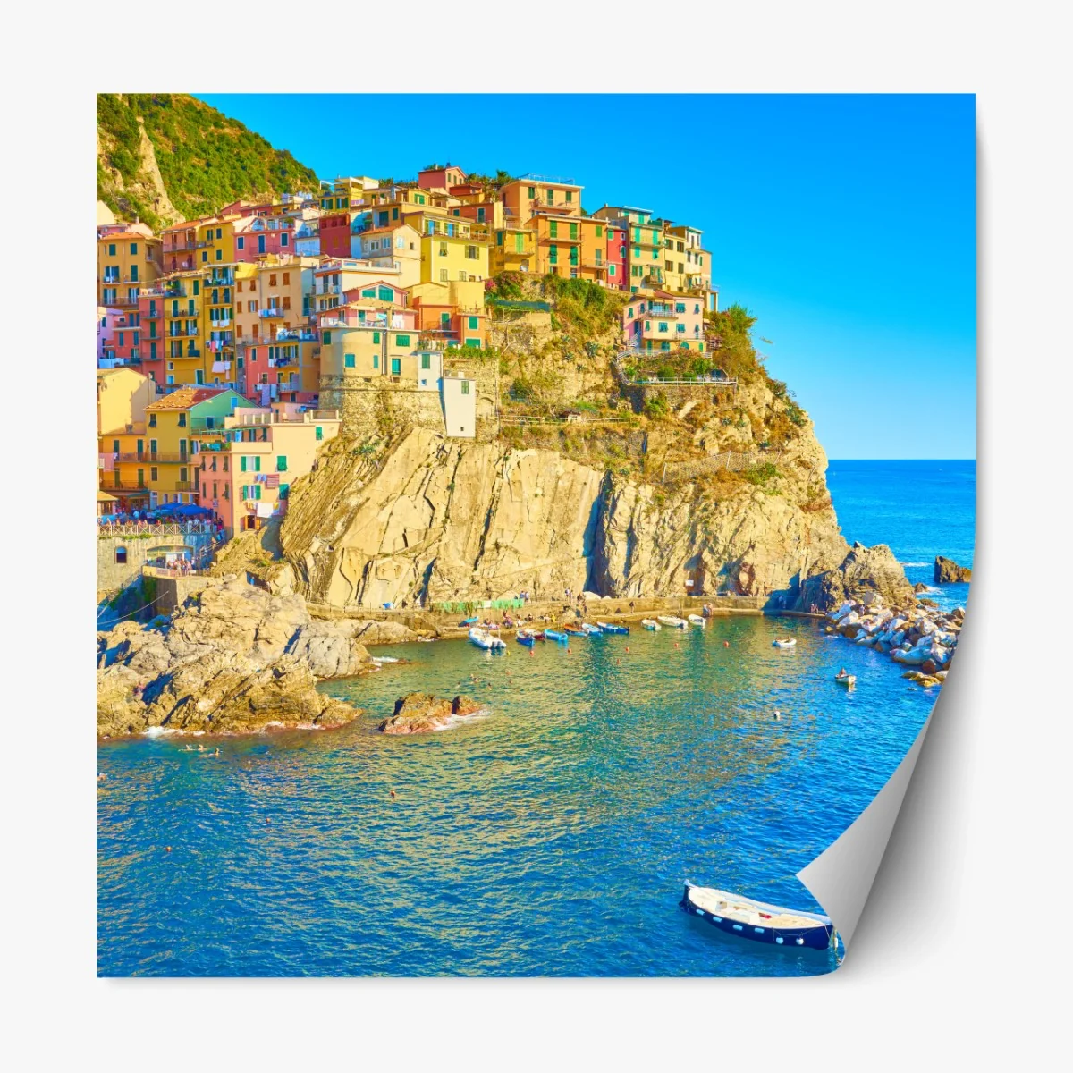Repositionierbarer Aufkleber buntes küstendorf in Cinque Terre – Wallnifity® Repositionierbarer Aufkleber buntes küstendorf in Cinque Terre – Wallnifity®