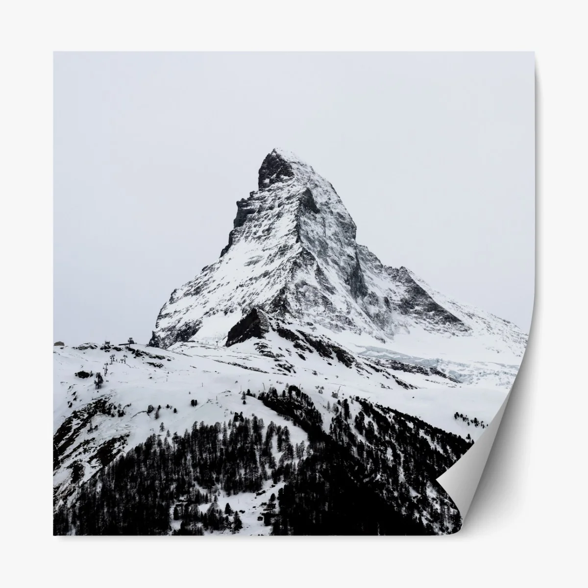 Repositionierbarer Aufkleber einsamer schneebedeckter berggipfel – Wallnifity®