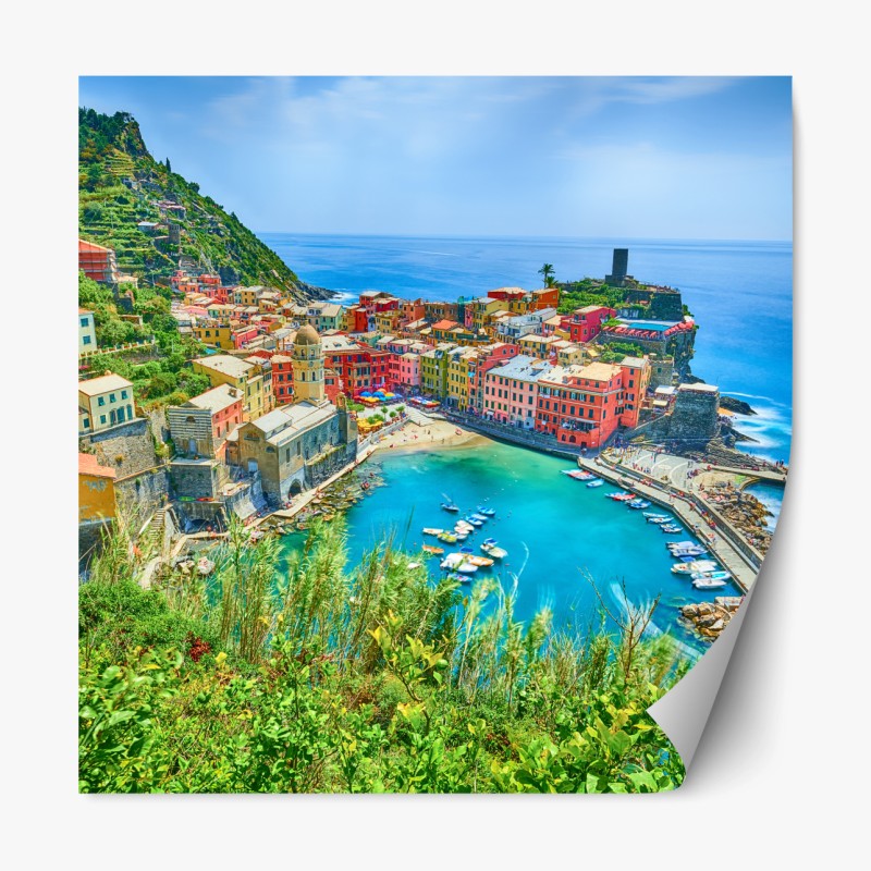 Repositionierbarer Aufkleber goldenes sonnenuntergangspanorama am strand mit Tafelberg – Wallnifity®