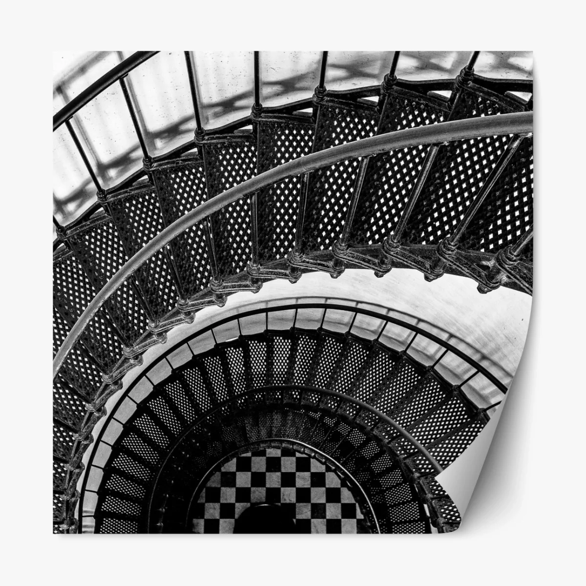 Repositionierbarer Aufkleber wendeltreppe in schwarzweiß – Wallnifity® Repositionierbarer Aufkleber wendeltreppe in schwarzweiß – Wallnifity®