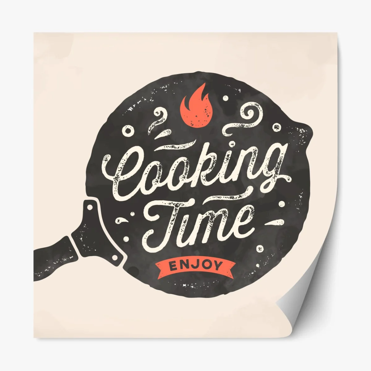 Repositionierbarer Aufkleber cooking time retro küchendekor – Wallnifity® Repositionierbarer Aufkleber cooking time retro küchendekor – Wallnifity®