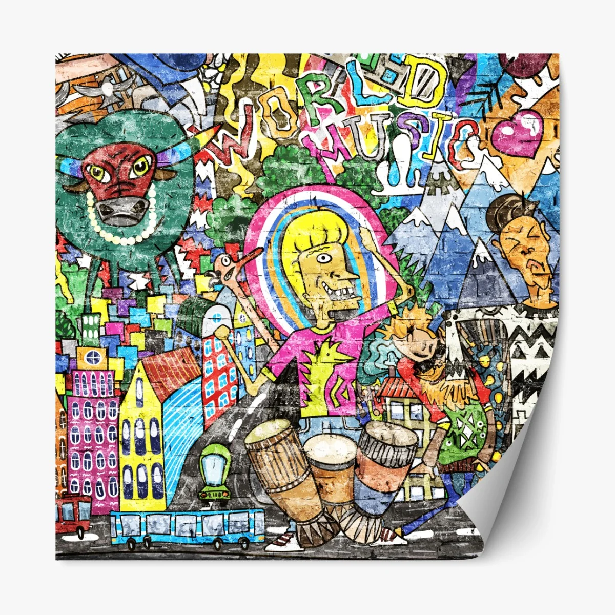 Repositionierbarer Aufkleber farbenfrohes graffiti-wandbild – Wallnifity®