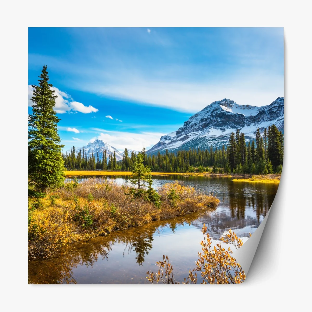 Repositionierbarer Aufkleber Rocky Mountains uferreflexion – Wallnifity® Repositionierbarer Aufkleber Rocky Mountains uferreflexion – Wallnifity®