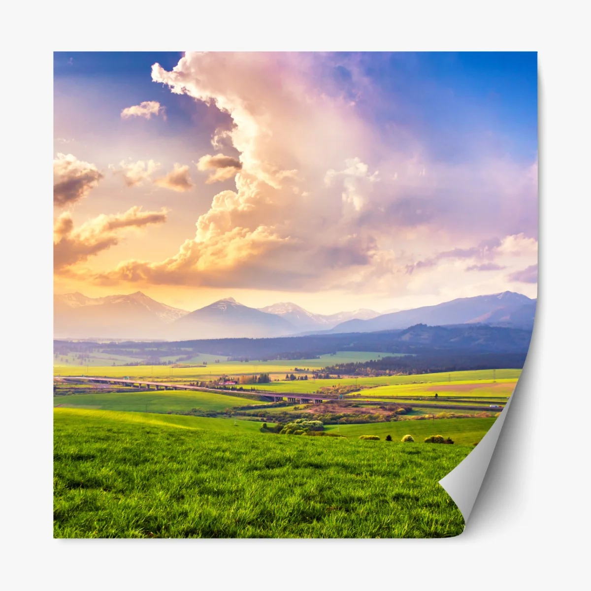 Repositionierbarer Aufkleber frühlingshafte panoramalandschaft der Tatra, Slowakei – Wallnifity®
