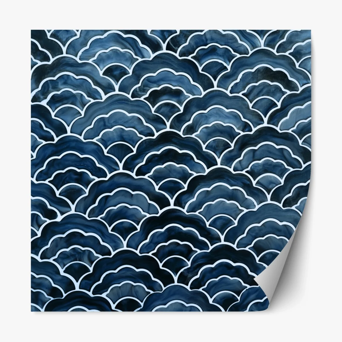 Repositionierbarer Aufkleber japanisches blaues seigaiha-wellenmuster – Wallnifity® Repositionierbarer Aufkleber japanisches blaues seigaiha-wellenmuster – Wallnifity®