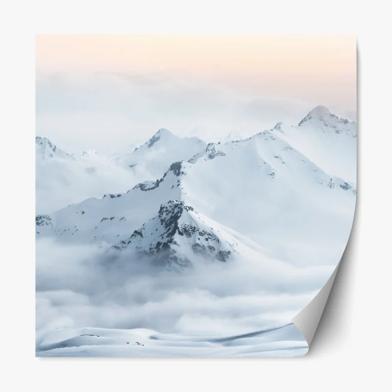 Repositionierbarer Aufkleber verschneite gipfel des Kaukasus im dämmerlicht