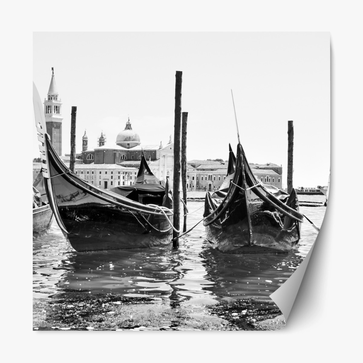 Repositionierbarer Aufkleber vertäute gondeln in Venedig – Wallnifity®