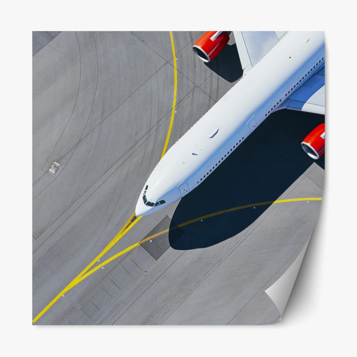 Repositionierbarer Aufkleber luftaufnahme eines flugzeugs auf dem rollfeld – Wallnifity®