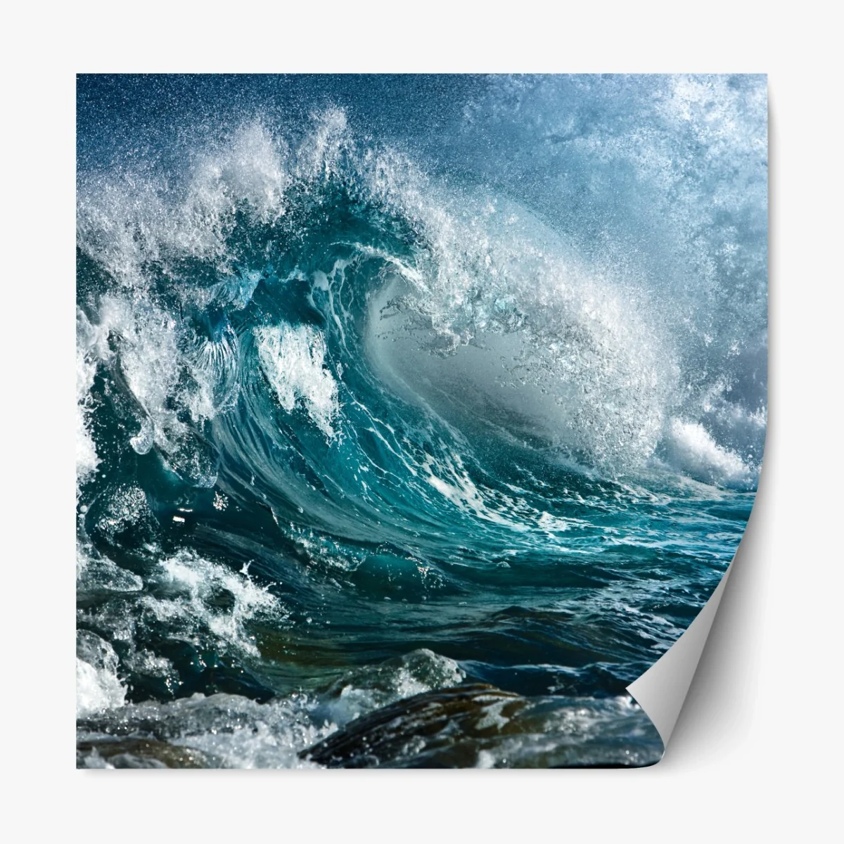 Repositionierbarer Aufkleber türkise ozeanwelle in bewegung – Wallnifity®