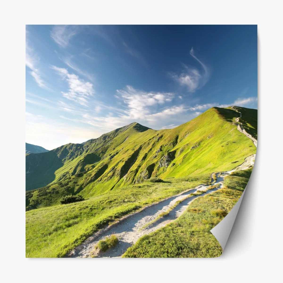 Repositionierbarer Aufkleber sonnenbeschienener berggrat mit pfad – Wallnifity® Repositionierbarer Aufkleber sonnenbeschienener berggrat mit pfad – Wallnifity®