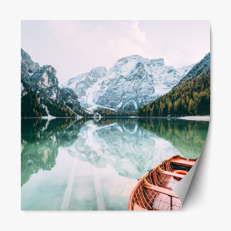 Repositionierbarer Aufkleber ruhige spiegelungen am Pragser Wildsee