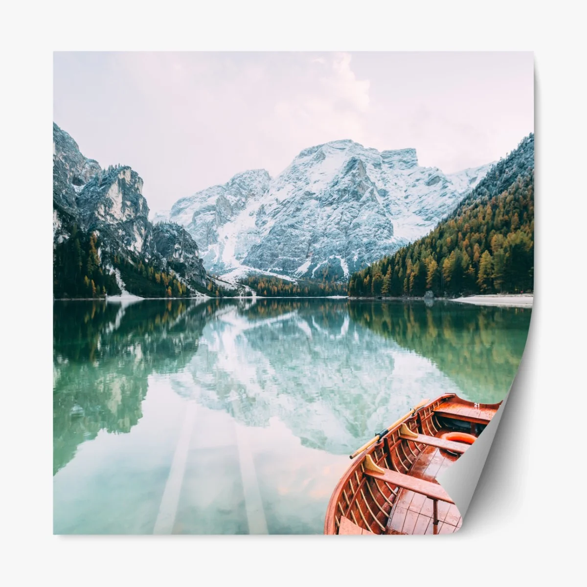 Repositionierbarer Aufkleber ruhige spiegelungen am Pragser Wildsee – Wallnifity®