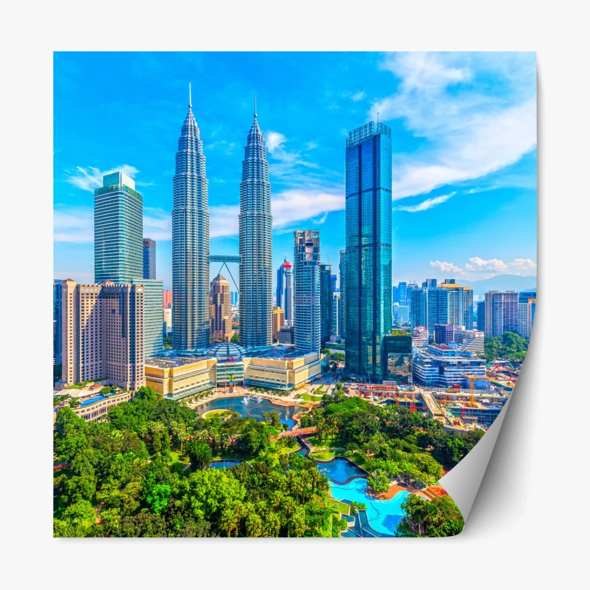 Repositionierbarer Aufkleber Kuala Lumpur skyline mit den Petronas Towers – Wallnifity® Repositionierbarer Aufkleber Kuala Lumpur skyline mit den Petronas Towers – Wallnifity®