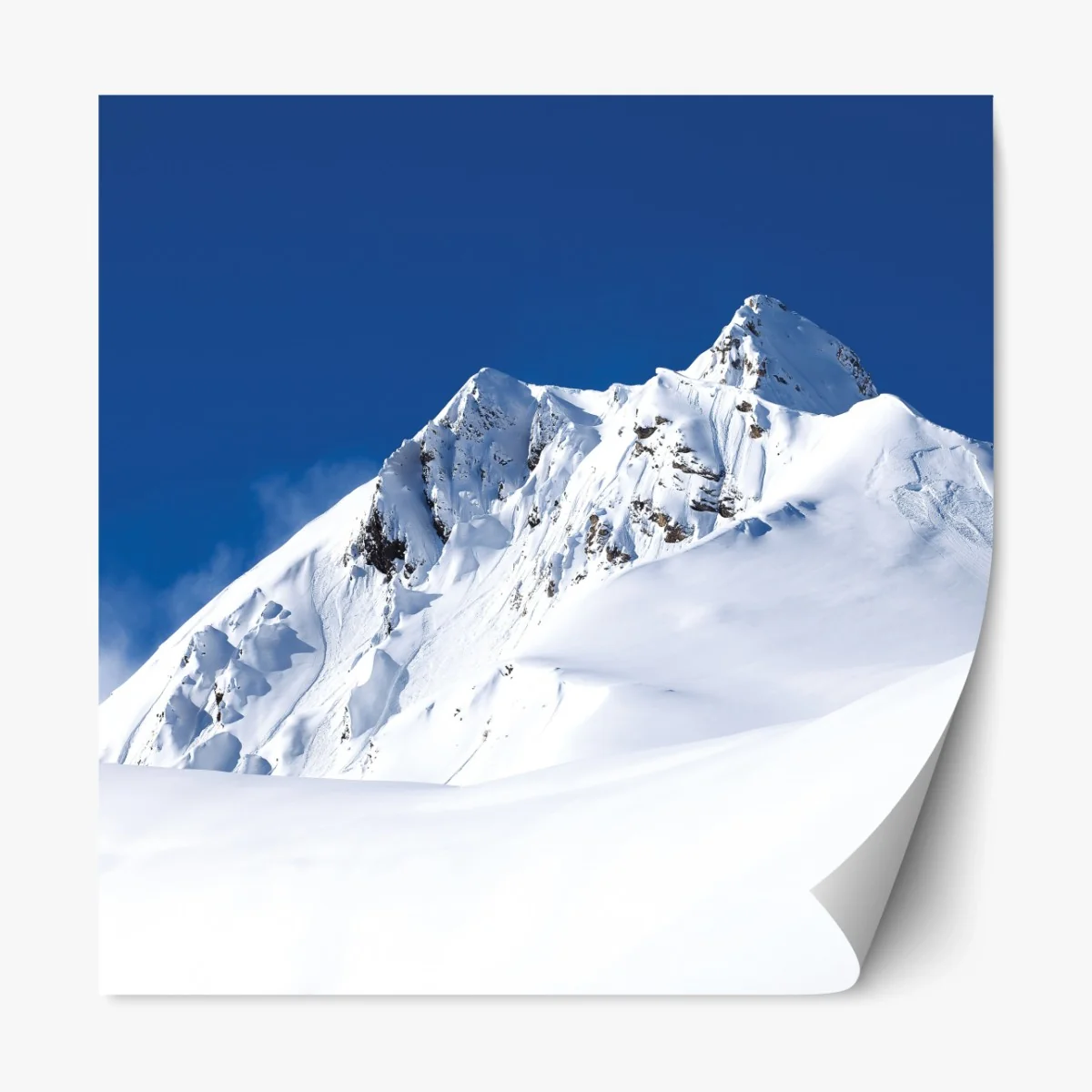 Repositionierbarer Aufkleber verschneite alpenspitze unter tiefblauem himmel – Wallnifity®