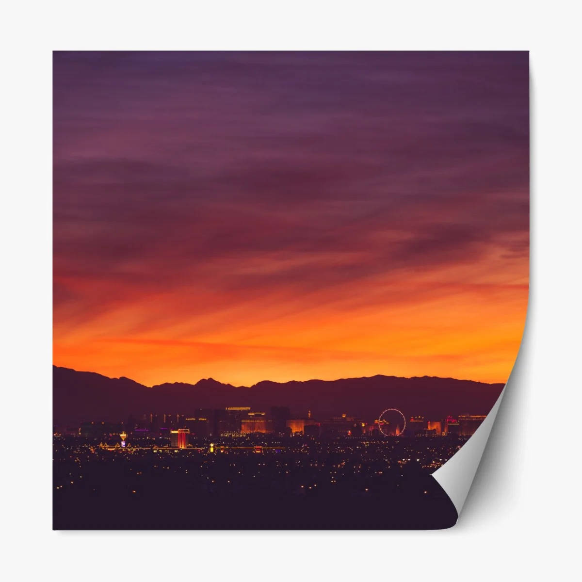 Repositionierbarer Aufkleber Las Vegas sonnenuntergang skyline panorama – Wallnifity®