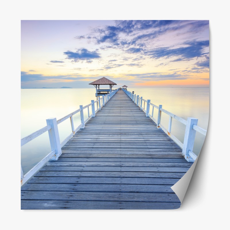 Repositionierbarer Aufkleber hölzerner steg zum strand von Guardamar – Wallnifity®