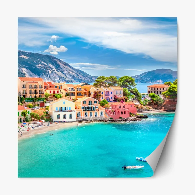 Repositionierbarer Aufkleber sonnenuntergang über Palm Jumeirah luftaufnahme – Wallnifity®