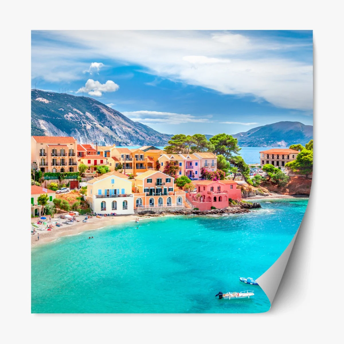 Repositionierbarer Aufkleber Assos küstenblick, Kefalonia – Wallnifity®