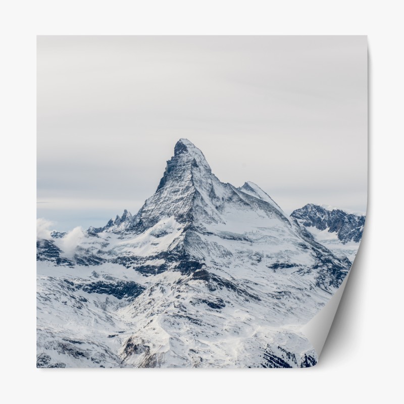 Repositionierbarer Aufkleber majestätischer schneebedeckter berggipfel