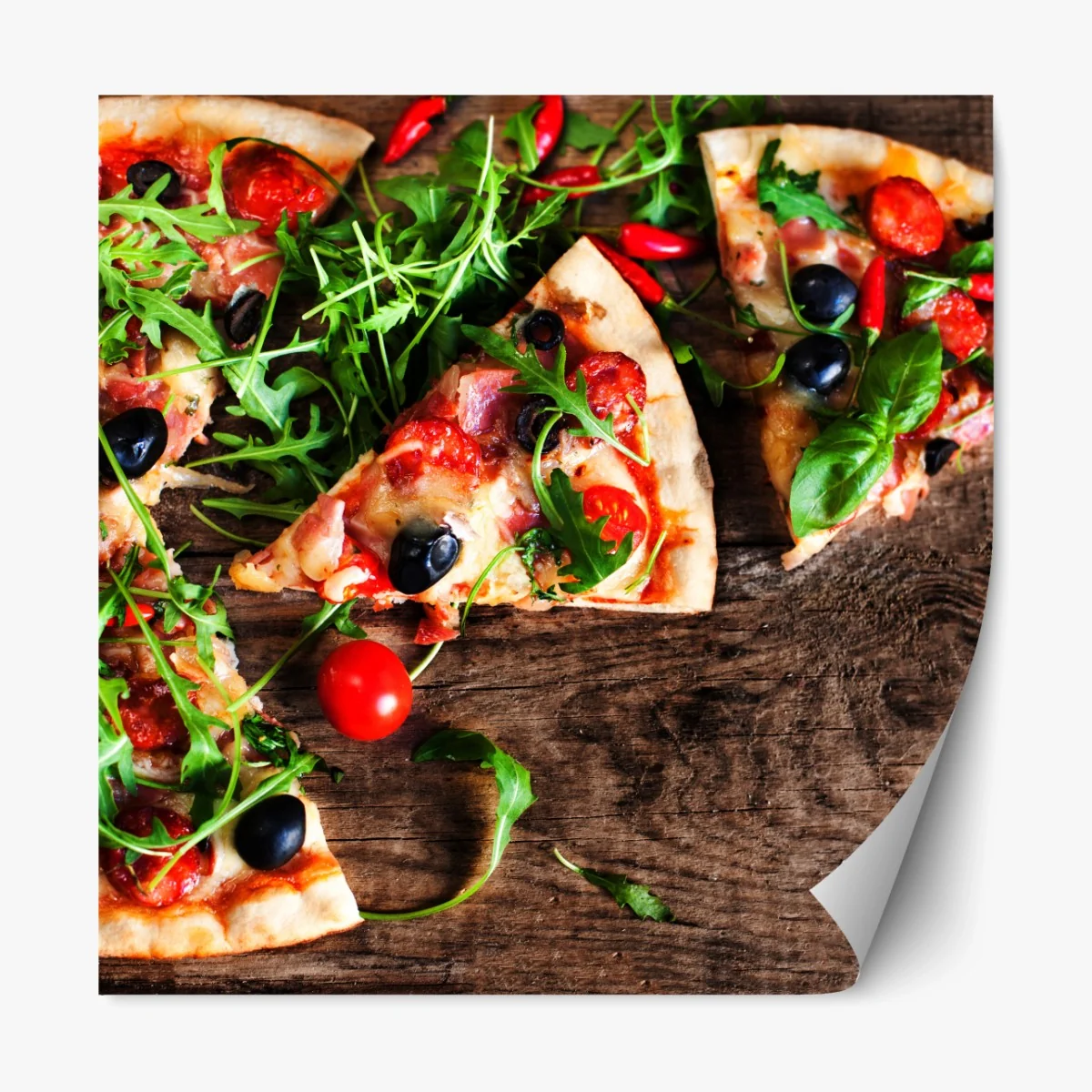 Repositionierbarer Aufkleber heiße pepperoni-pizza nahaufnahme – Wallnifity®