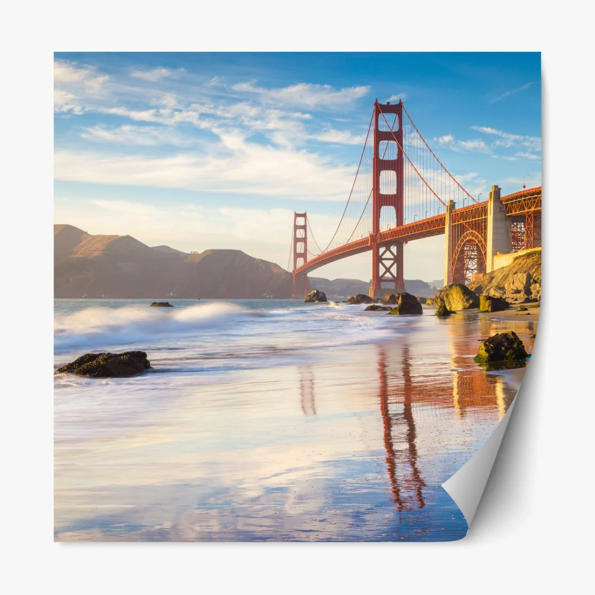 Repositionierbarer Aufkleber Golden Gate Bridge bei sonnenuntergang – Wallnifity®