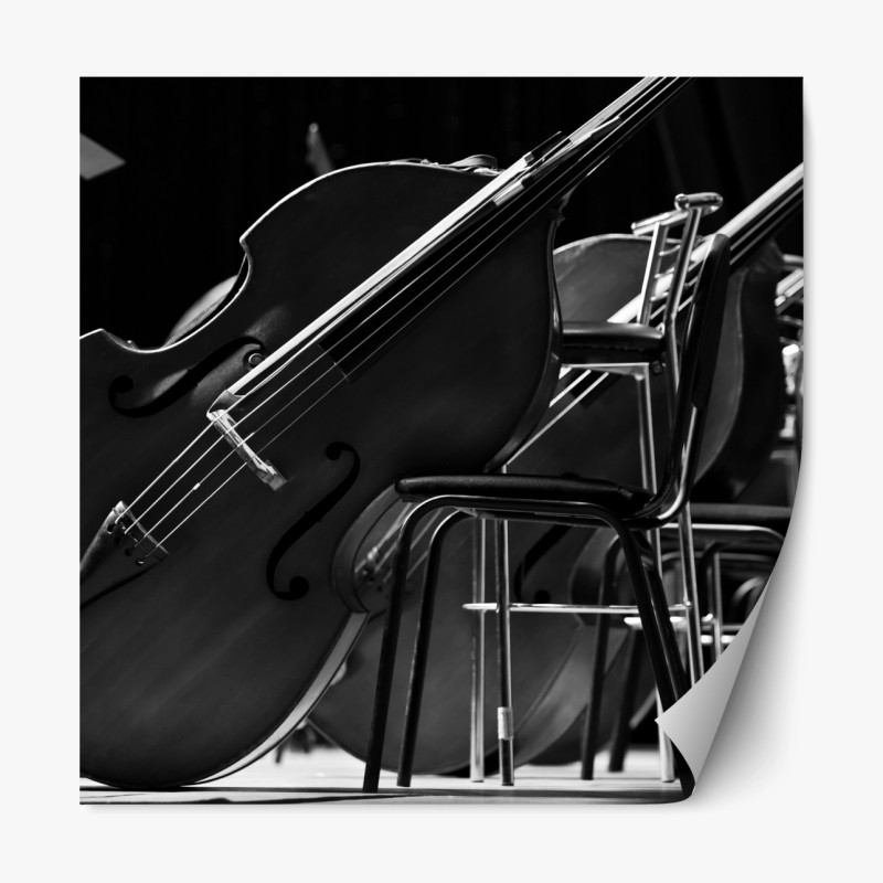 Repositionierbarer Aufkleber monochrome kontrabässe im orchester