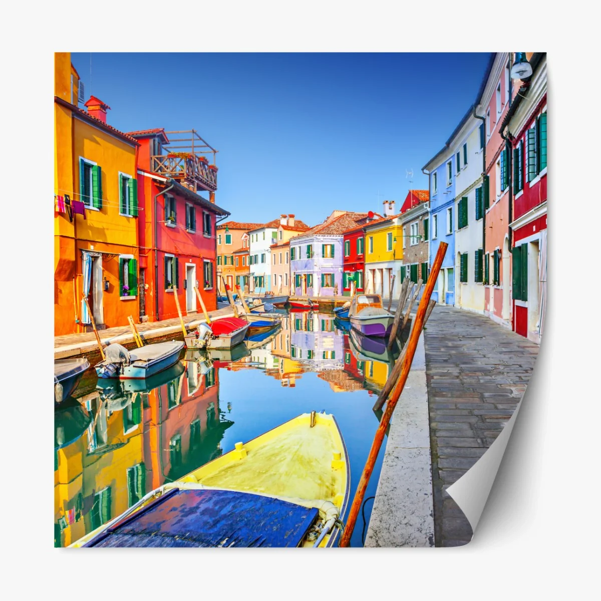 Repositionierbarer Aufkleber bunte kanalhäuser in Burano – Wallnifity®