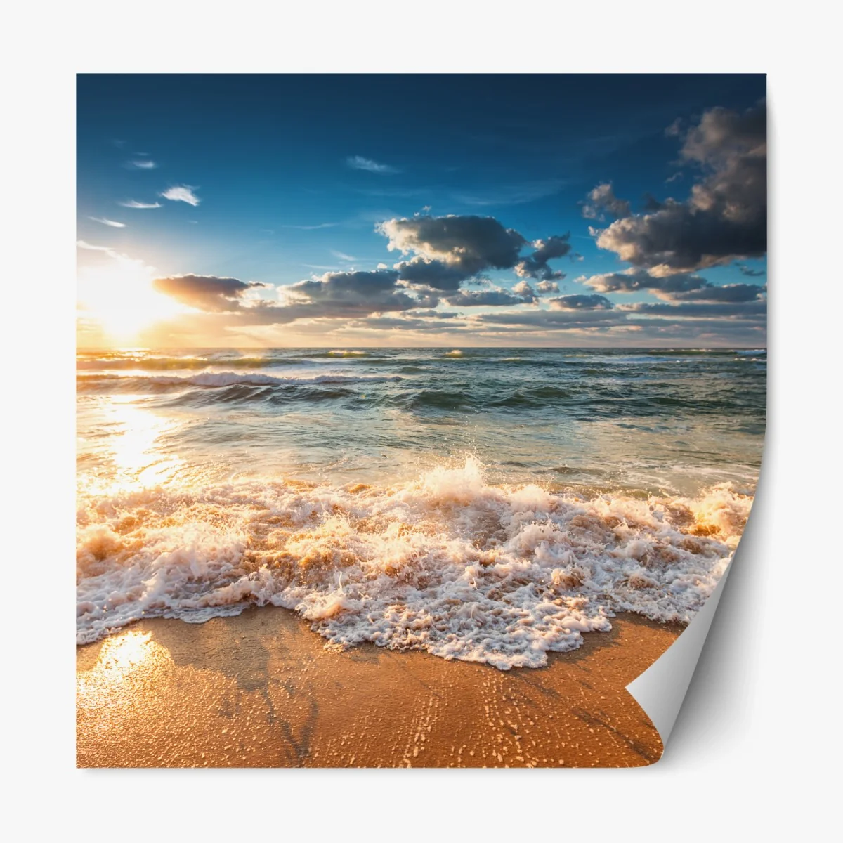 Repositionierbarer Aufkleber goldener sonnenaufgang über dem meer – Wallnifity®