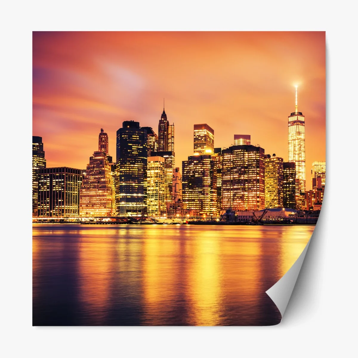Repositionierbarer Aufkleber New York skyline bei sonnenuntergang – Wallnifity®