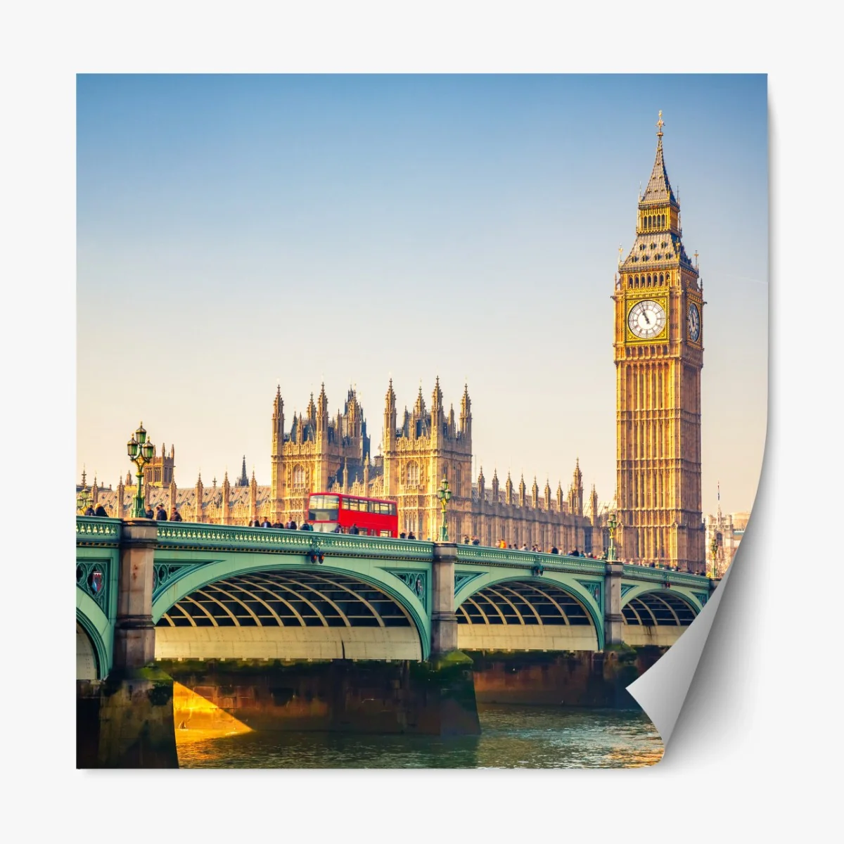 Repositionierbarer Aufkleber sonnige ansicht von Big Ben und Westminster Bridge, London – Wallnifity® Repositionierbarer Aufkleber sonnige ansicht von Big Ben und Westminster Bridge, London – Wallnifity®
