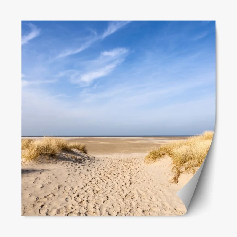 Repositionierbarer Aufkleber holzsteg im sonnenaufgang – Wallnifity®