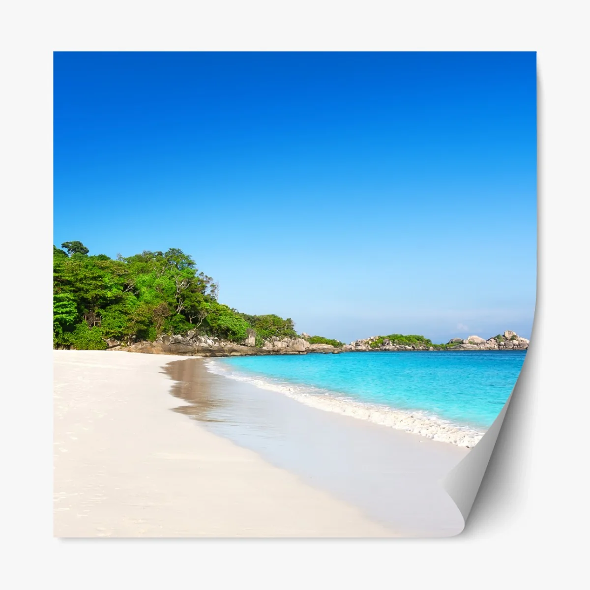 Repositionierbarer Aufkleber tropischer strand mit weißem sand – Wallnifity®