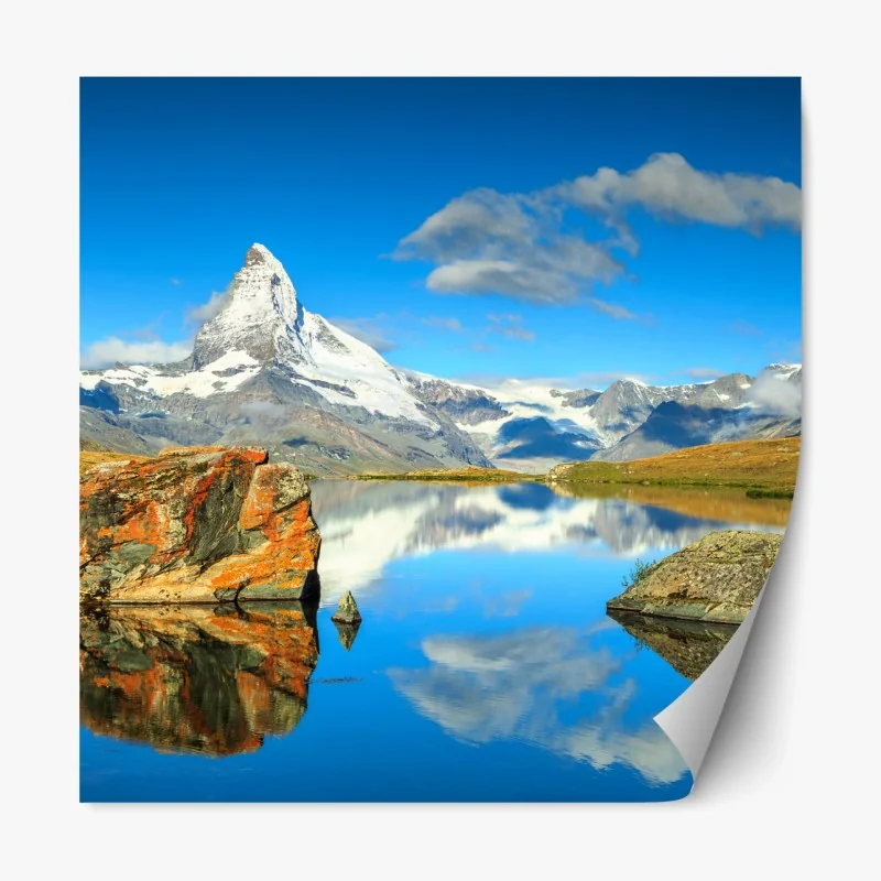 Repositionierbarer Aufkleber spiegelung des Matterhorns über einem alpinen see