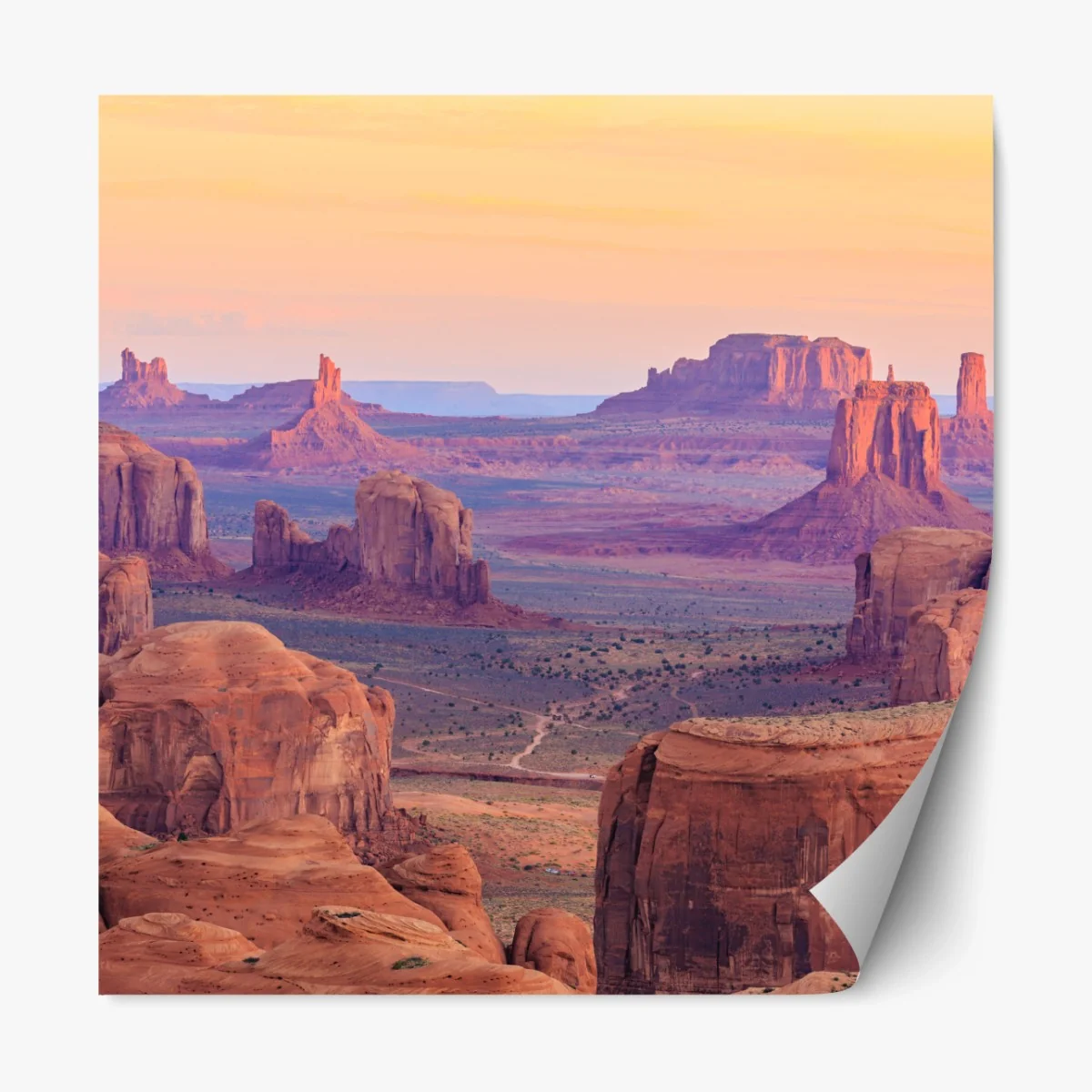 Repositionierbarer Aufkleber Monument Valley wüsten sonnenuntergang panorama – Wallnifity® Repositionierbarer Aufkleber Monument Valley wüsten sonnenuntergang panorama – Wallnifity®