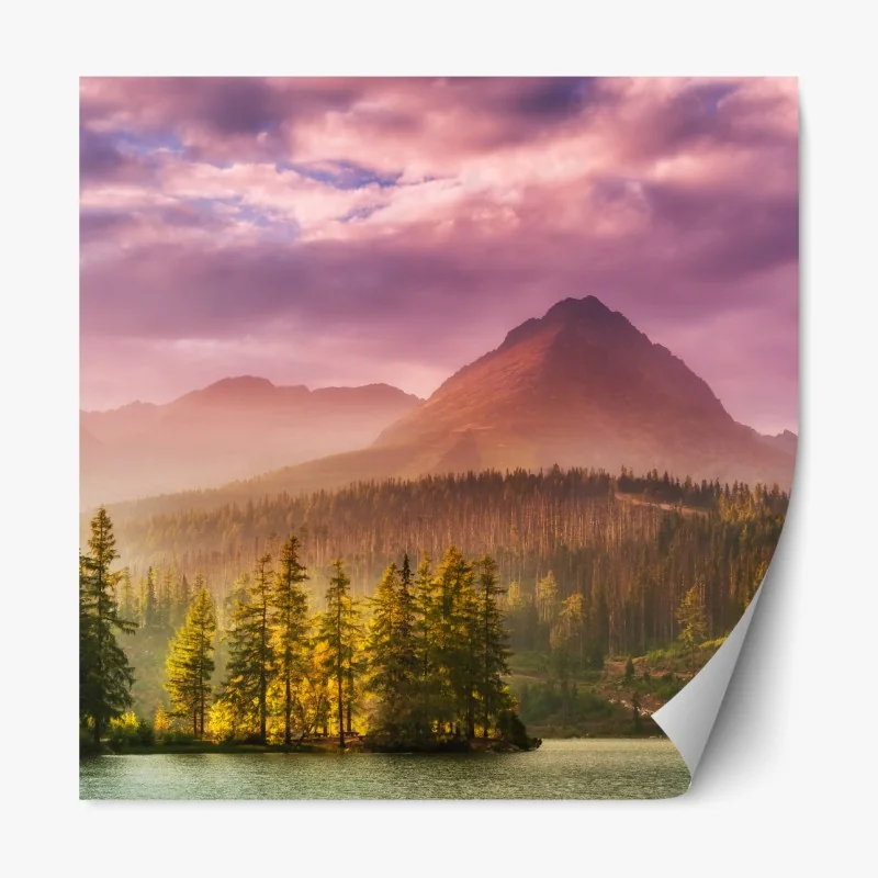 Repositionierbarer Aufkleber sonnenuntergang über Štrbské Pleso