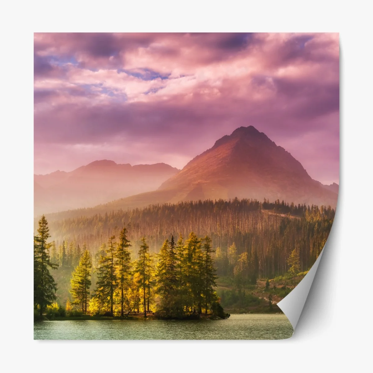 Repositionierbarer Aufkleber sonnenuntergang über Štrbské Pleso – Wallnifity®