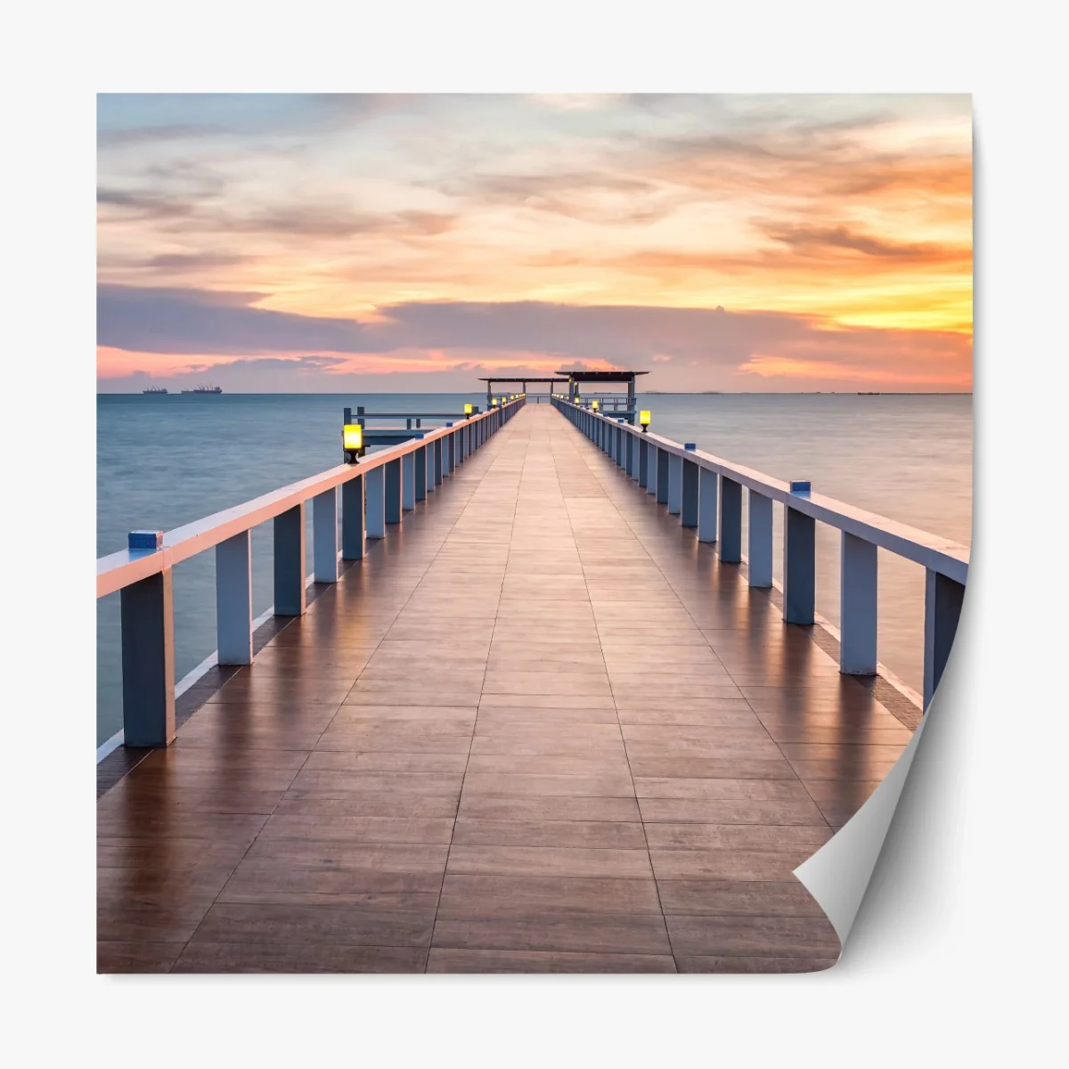 Repositionierbarer Aufkleber seebrücke bei sonnenuntergang – Wallnifity®