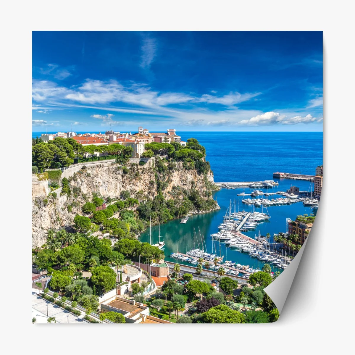 Repositionierbarer Aufkleber panoramablick auf den hafen von Monte Carlo – Wallnifity® Repositionierbarer Aufkleber panoramablick auf den hafen von Monte Carlo – Wallnifity®