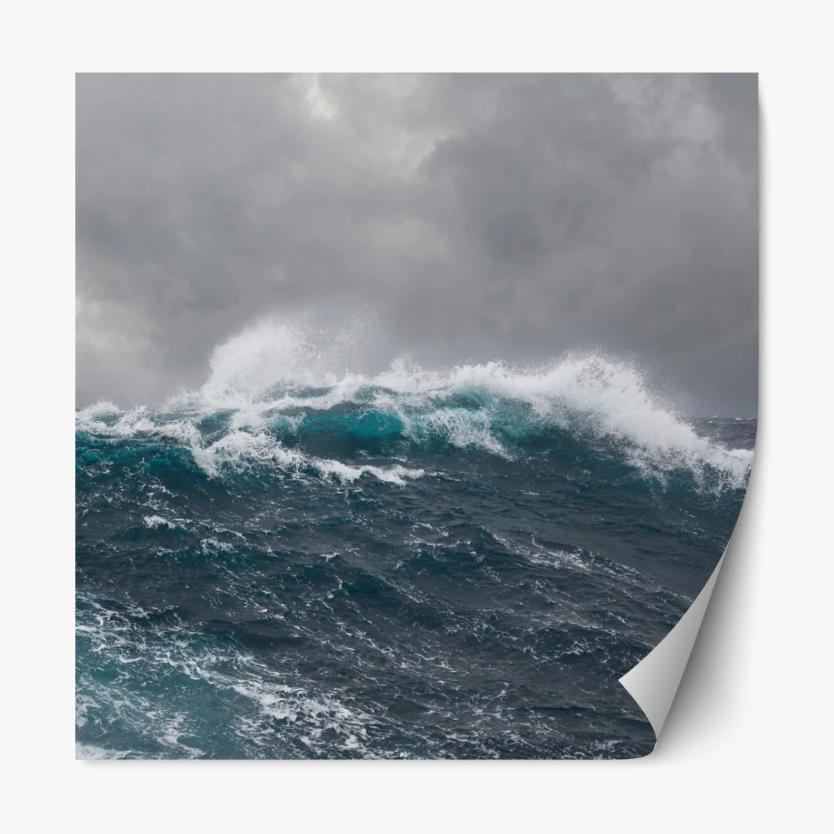 Repositionierbarer Aufkleber stürmisches meer mit brechenden wellen – Wallnifity®