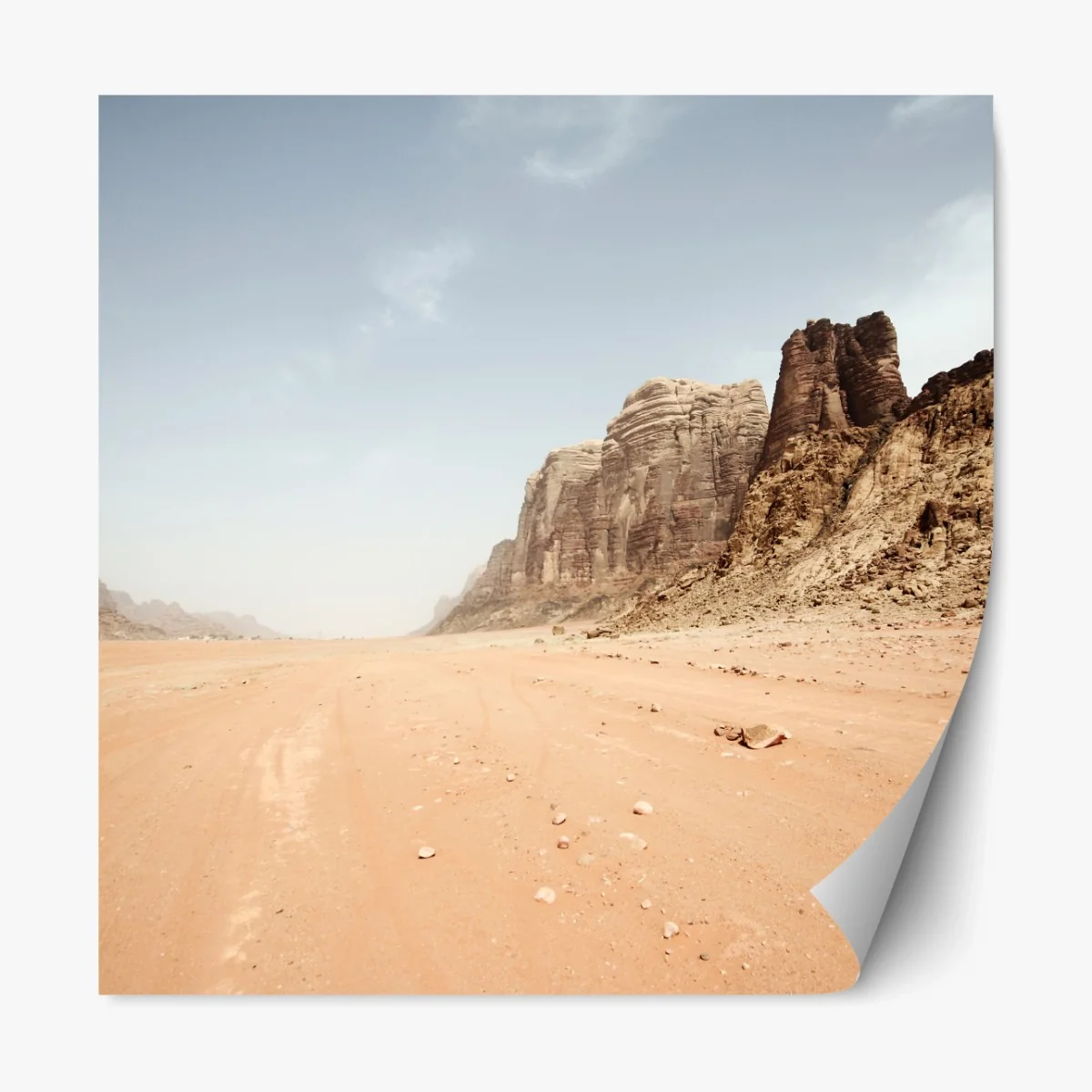 Repositionierbarer Aufkleber weites wüstenpanorama in Wadi Rum, Jordanien – Wallnifity®