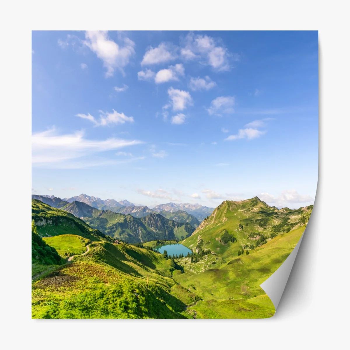 Repositionierbarer Aufkleber ruhiger alpensee in den bergen – Wallnifity® Repositionierbarer Aufkleber ruhiger alpensee in den bergen – Wallnifity®