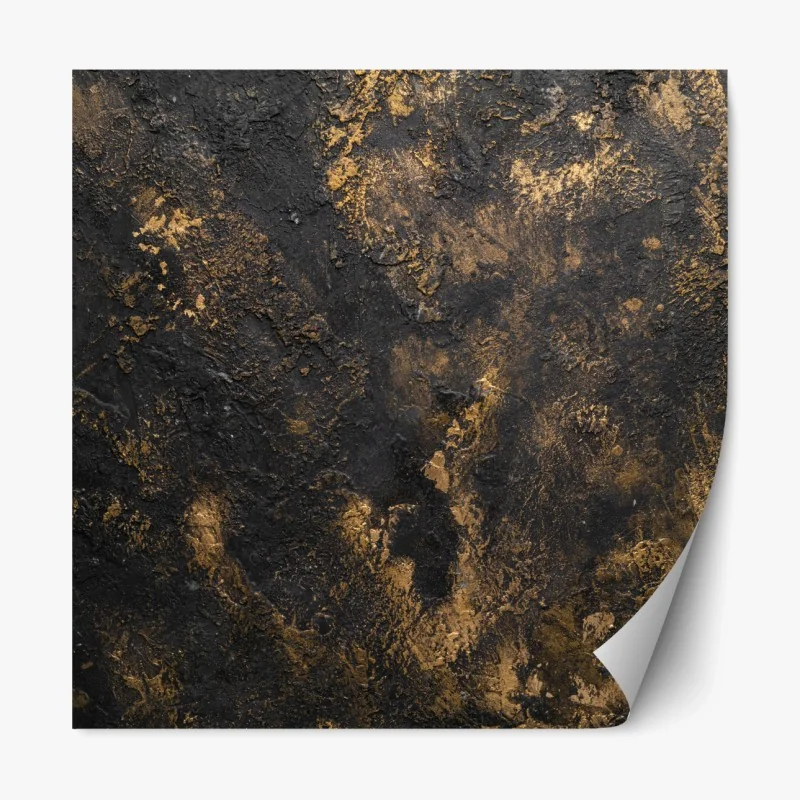 Repositionierbarer Aufkleber schwarz-goldene strukturierte abstraktion für wände – Wallnifity® Repositionierbarer Aufkleber schwarz-goldene strukturierte abstraktion für wände – Wallnifity®